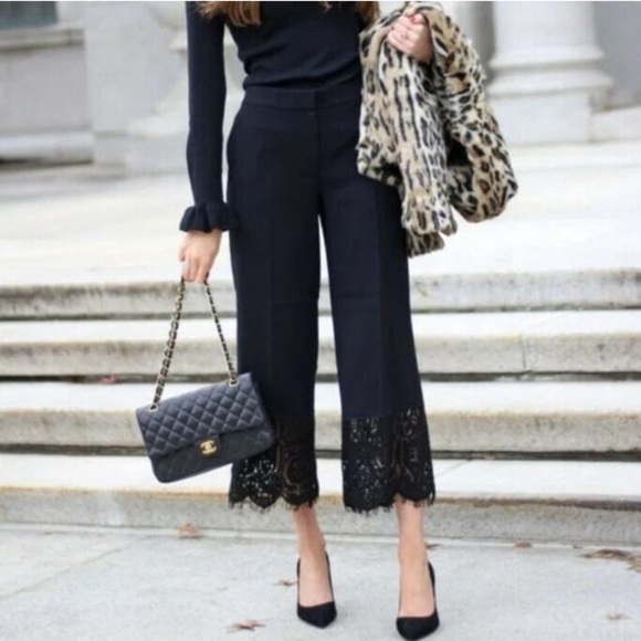 ann taylor black dress pants Ann taylor women's dress pants black faux leather front part size 8